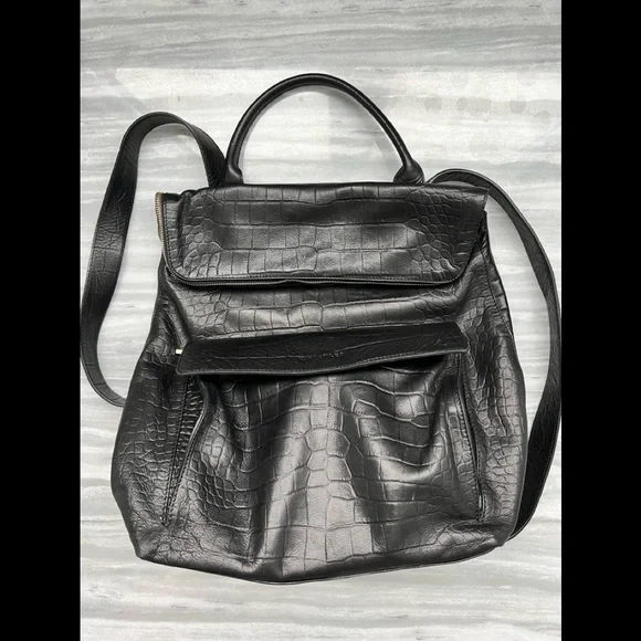 Whistles | Bags | Whistle Black Leather Croc Embossed  display picture 1